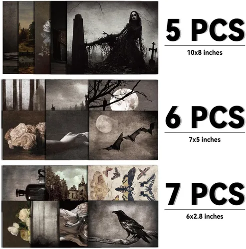 Vista 2 de Naozinebi 18 piezas de póster gótico de la Academia oscura para pared, decoración del hogar, arte de pared estético, imágenes espeluznantes góticas