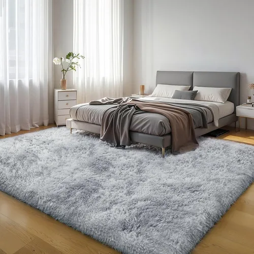 Vista 85 de KICHOWUA - Tapete grueso y esponjoso de 3 x 5 pies, color negro, ultrasuave, lavable, antideslizante, acogedor y peludo, para sala, dormitorio