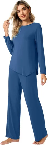 Vista 3 de WiWi Bamboo Viscose Pajamas Set for Women Soft Long Sleeve Pj Sleepwear Pants Lightweight Pajama Lounge Sets Loungewear S-XXL