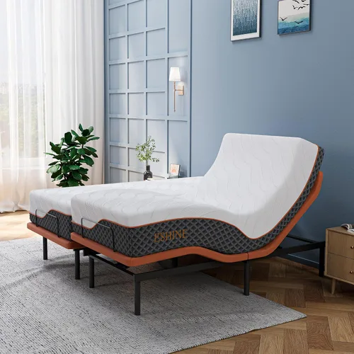 Vista 13 de ESHINE Marco de cama ajustable + colchón híbrido de 14 pulgadas, soporte lumbar, inclinación de almohada para la cabeza, control de aplicación