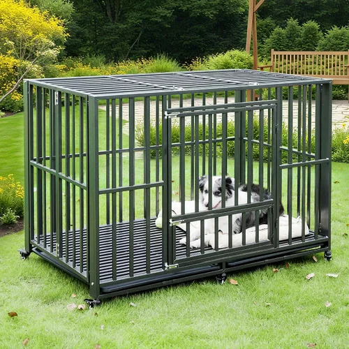 Vista 8 de Jaula para Perros Resistente de BETISEF, Jaula Grande para Perros Indestructible con Prueba de Fuga, Caseta para Perros de Alta Ansiedad