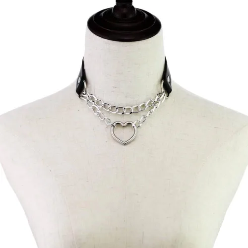 Vista 4 de Gargantilla ajustable de cuero sintético, gótico, punk, collar para mujeres y niñas