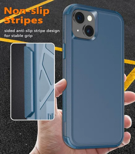 Vista 5 de Diverbox Funda para iPhone 15 [a prueba de golpes] [a prueba de caídas] [protector de pantalla de vidrio templado], funda de protección resistente
