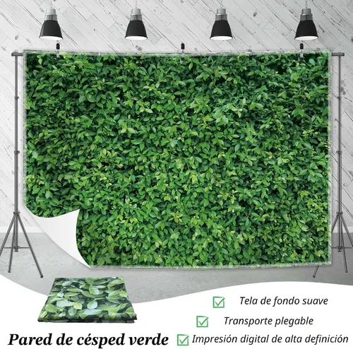 Vista 2 de Telón de fondo de hojas verdes – Fondo de fotografía de poliéster verde natural para decoración de cumpleaños, boda, pancarta de pared de tela