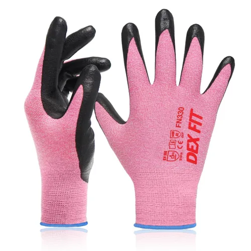 Vista 22 de DEX FIT FN330 - Guantes de trabajo de nitrilo, ajuste elástico 3D, agarre potente, táctil inteligente, recubierto de espuma resistente, fino