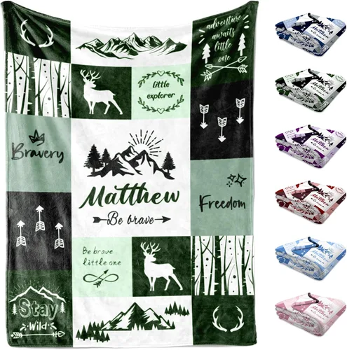 Vista 17 de Manta de bebé personalizada, manta con nombre personalizado para niños, bebés y adultos, mantas con animales personalizadas para niñas, niños