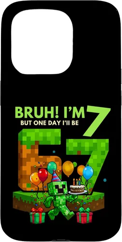 Vista 14 de Bruh I'm 7 But One-Day I'll Be 67 Retro 7th Birthday Kids Case for iPhone 17