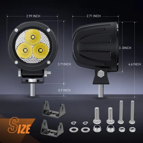 Vista 2 de Nilight Focos LED Redondos de 3 Pulgadas para Motocicleta, 2 Unidades, Focos LED Antiniebla Puntuales de 1550LM con EMC Integrado, Luz Auxiliar