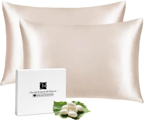 Vista 12 de Ravmix Fundas de almohada de seda con cremallera, de seda de morera de 21 momme para la salud del cabello y la piel, funda de almohada suave, lisa