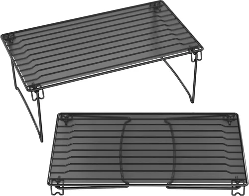Vista 4 de Deco Brothers Organizador de Estante de Gabinete Apilable, Paquete de 2, Negro