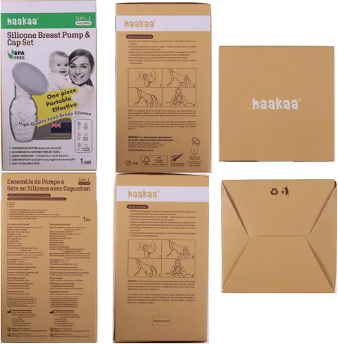 Vista 8 de haakaa Extractor de leche manual para lactancia materna con tapa de silicona de grado alimenticio (rubor) 4 oz/3.4 fl oz