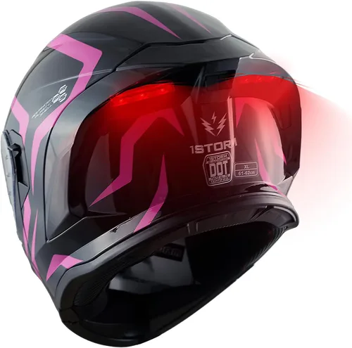 Vista 16 de 1Storm Nuevo Casco Modular de Motocicleta con Visera Dual, Protección Solar Completa y Luz Trasera LED Recargable: LED-X90 Flecha Azul