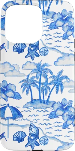 Vista 28 de Funda para iPhone 16 Coastal Nieta Preppy Hawaiian Hibiscus Coconut Girl