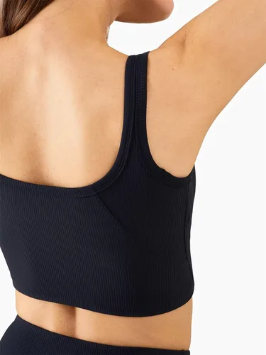 Vista 4 de Chilylori Brasier deportivo sin costuras para mujer, camiseta corta de entrenamiento acanalada, acolchada, sin varillas, soporte medio, sin mangas