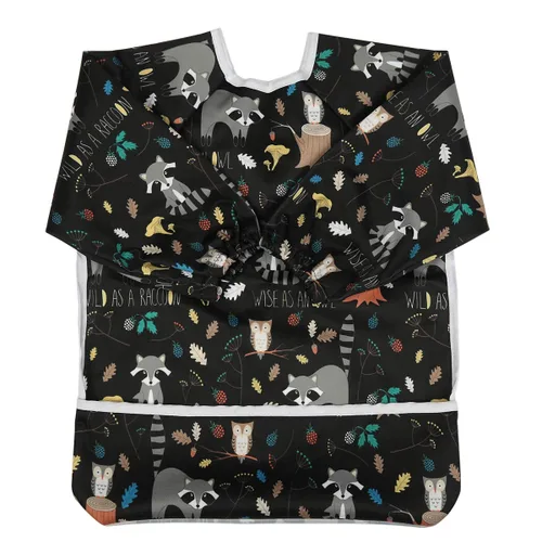 Vista 26 de Babero Camisa de manga larga con bolsillo para bebés de 1 a 3 años (Animal Forest)