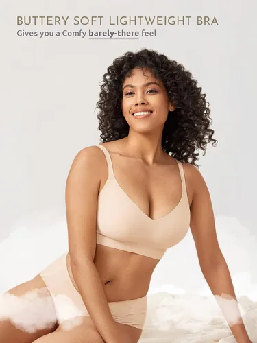 Vista 4 de Bralette cómodo sin aros para mujer, brasier sin costuras, brasier acolchado invisible, suavizado