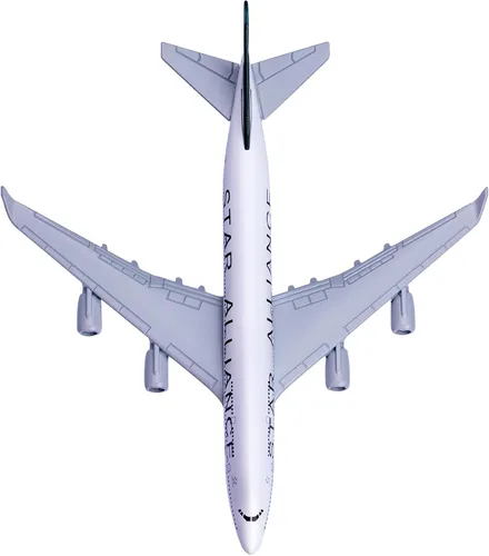 Vista 3 de 1:400 Modelo Star Alliance 747 Plano de aleación fundido a troquel para regalo, decoración del hogar y de la oficina