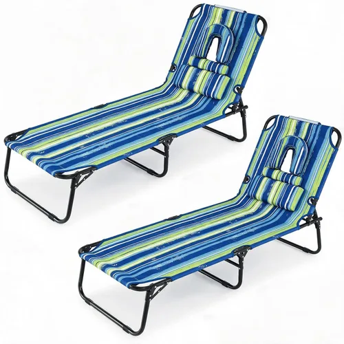 Vista 18 de GYMAX Silla bronceadora, sillas plegables con orificio para la cara y funda, asa de transporte de almohada extraíble, portátil, compacta, diseño al
