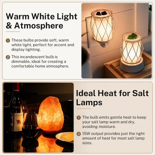 Vista 7 de 25W E12 Salt Lamp Bulb 120V 2700K Replacement Light Bulb