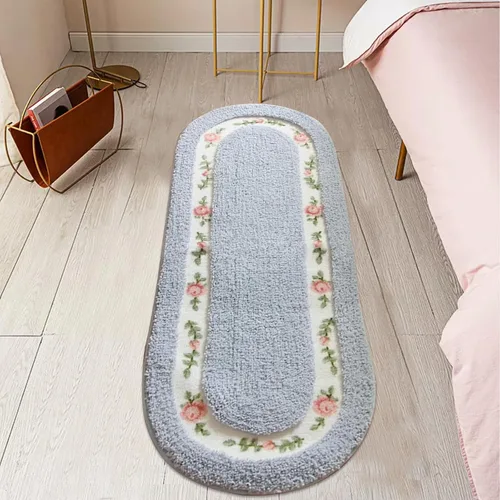 Vista 5 de Abreeze Alfombra rosa para sala de estar y dormitorio, antideslizante, ultrasuave, lavable y absorbente, 17.71x49.21 pulgadas, color azul
