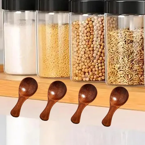 Vista 6 de Asanta - 6 mini cucharas de madera, cucharas pequeñas de 3.2 pulgadas para frascos de especias, cuchara pequeña de madera para condimentos para sal