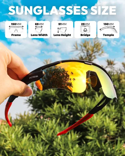 Vista 6 de VICTGOAL Gafas de ciclismo para hombres y mujeres con lentes polarizadas, protección UV, gafas de sol de ciclismo TR90 marco para gafas de bicicleta