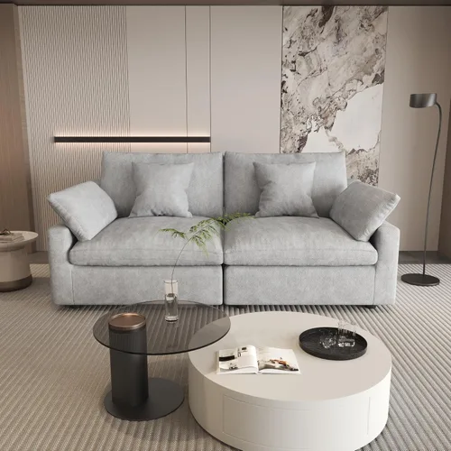 Vista 41 de WJShome Sofá Seccional Cloud Couch de 83 pulgadas para sala de estar, sofá seccional modular relleno de plumón, sofás en forma de L con otomana