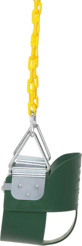 Vista 4 de Columpio Eastern Jungle Gym resistente, con respaldo alto, para bebés, con cadenas cubiertas y correa de seguridad