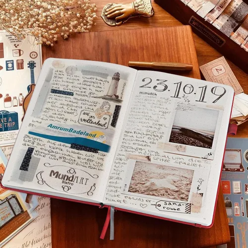 Vista 5 de Cuaderno de diario punteado, paquete de 7 de cuero con cuadrícula de puntos para mujeres y hombres, cuadernos a granel para estudiantes, oficina