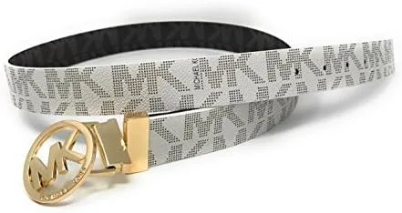 Vista 3 de Michael Kors Cinturón reversible para mujer blancomarrón con hebilla dorada BlancoMarrón
