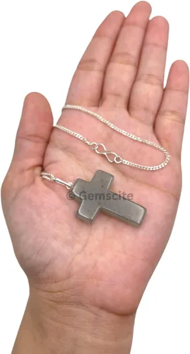Vista 3 de GEMSCITE Colgante de cruz de piedras preciosas con cadena de 24 pulgadas + bolsa de cristal curativo de moda, hecho a mano, para hombres y mujeres