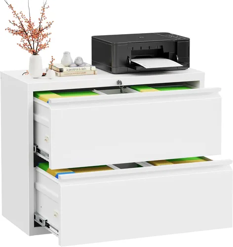 Vista 19 de INTERGREAT - Archivador de 3 cajones, gabinetes de archivo de metal con cerradura, gabinete móvil de oficina con ruedas para tamaño legal/carta