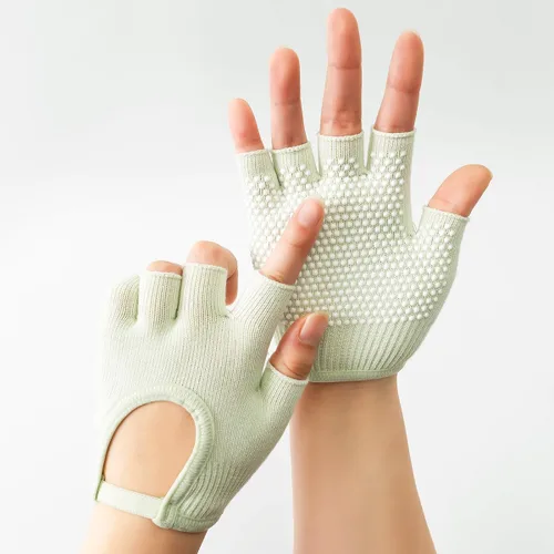 Vista 3 de Guantes de yoga antideslizantes sin dedos, ideales para pilates, barras, yoga de aire y entrenamientos de fitness, tela transpirable con agarre