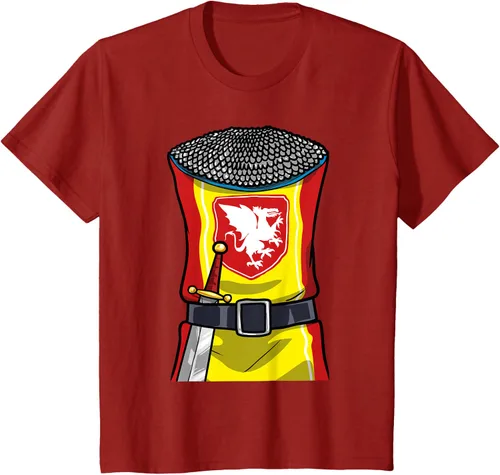 Vista 55 de Disfraz medieval de caballero de Halloween, camiseta para niños con espada de armadura, Negro, S