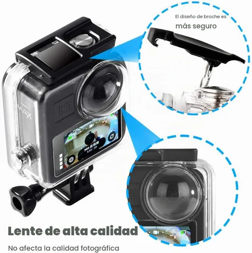 Vista 4 de Carcasa impermeable para GoPro Max, 45 M/148 pies, funda protectora de buceo con liberación rápida, accesorios para cámara de acción Go Pro Max