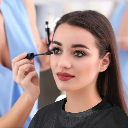 Vista 4 de Geyoga Capa corta de maquillaje para mujeres y hombres, mini capa de corte de pelo para artista, champú, salón de belleza, estilo de artista (negro)