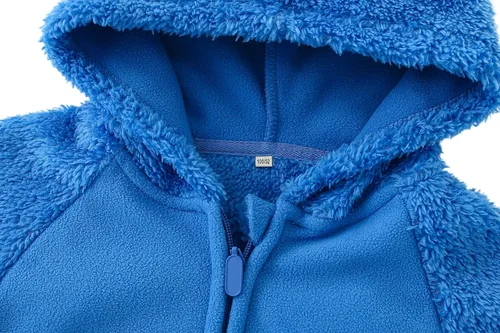 Vista 3 de AMIYAN Sudadera con capucha de forro polar con forma de orejas de oso, sudadera con capucha y cremallera para niños pequeños