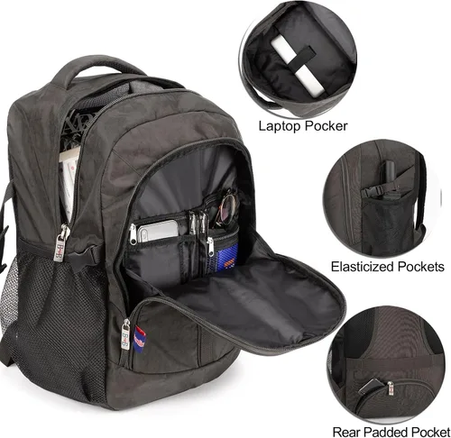Vista 4 de Boardingblue Nueva mochila para portátil de 18" para American Spirit, Frontier Airlines, Beige, Mochila negra para debajo del asiento