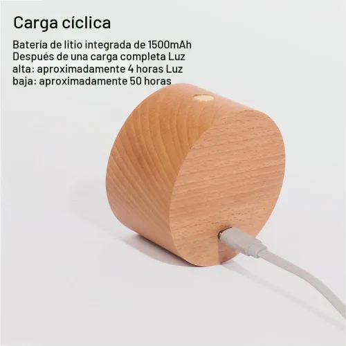Vista 4 de LANDGOO Lámpara de noche de aplique de pared de madera, recargable, luces Sapele