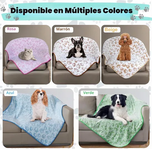 Vista 8 de Stuffed Manta Premium Suave para Perro Pequeña Beige, con Franela Beige Lindo Estampado de Huellas, 24 x 32 pulgadas, Manta para Gatos Suministros