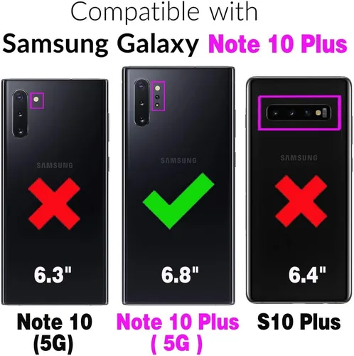 Vista 2 de Funda de teléfono para Samsung Galaxy Note 10 Plus Glaxay Note10+ 5G con protector de pantalla de vidrio templado, soporte para tarjeta de crédito