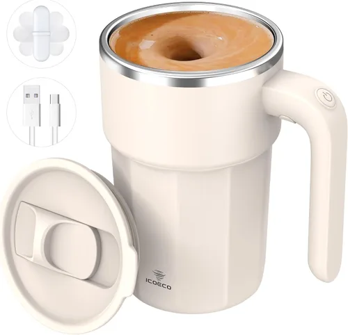 Vista 14 de Taza mezcladora eléctrica de 12 onzas, recargable, regalo para los amantes del café y uso en la oficina (negro)