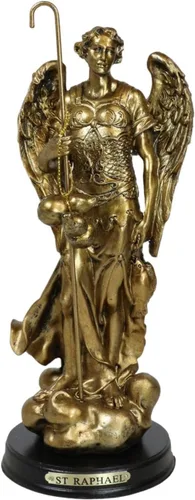 Vista 7 de Ebros - Estatua de Arcángel del Consejo Angélico de la Iglesia Católica Ortodoxa Oriental, estatua de 8 pulgadas de alto con placa de nombre