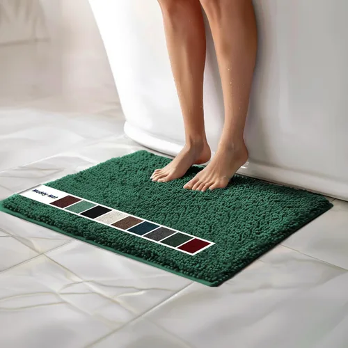 Vista 34 de Muddy Mat Alfombras de Baño de Chenilla de Microfibra de Secado Rápido Antideslizantes Lavables, Extra Gruesas, Suaves y Altamente Absorbentes Gris