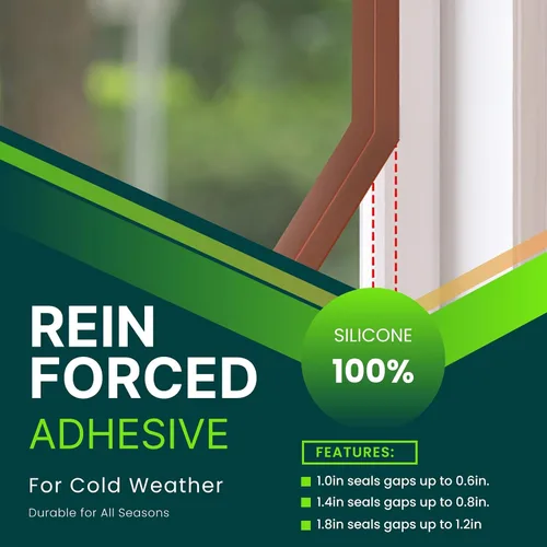 Vista 4 de Sello de puerta marrón de 1.0 pulgadas – Silicona flexible, adhesivo fuerte, sella pequeños huecos para corrientes de aire frío en invierno