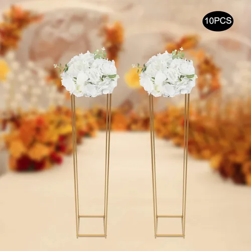 Vista 6 de 10 bolas de flores falsas de 11.8 pulgadas de diámetro, arreglos artificiales de rosas blancas para centros de mesa de boda, decoración de mesa
