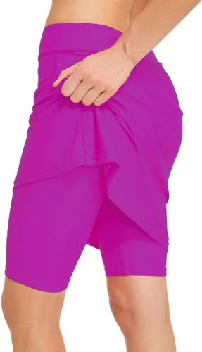 Vista 12 de Pantalones cortos de natación con falda para mujer, protección solar UPF 50+, parte inferior de natación con falda adjunta Negro