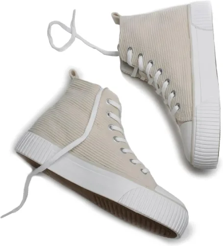 Vista 6 de PepStep Women's Fashion Platform High Top Sneakers, Cute Corduroy or Faux Lamb's Fur UpperMemory Foam Insole,Trendy Slim Shoe Lace