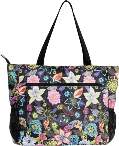 Vista 4 de Bolsa grande de playa resistente al agua, ligera de 20 pulgadas, bolsa grande para mujer, para gimnasio, playa, viajes, piscina, yoga, enfermeras