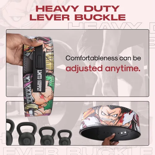 Vista 2 de Cinturón de palanca de anime, cinturón de levantamiento de pesas, cinturón de gimnasio de levantamiento de pesas resistente para peso muerto